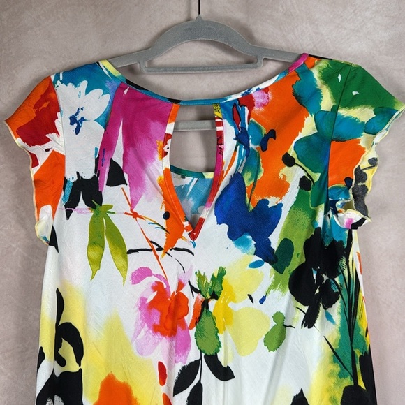 Jams World VTG Symphony Mini Dress Multicolor Abstract Floral Vibrant Tropical - Picture 5 of 13